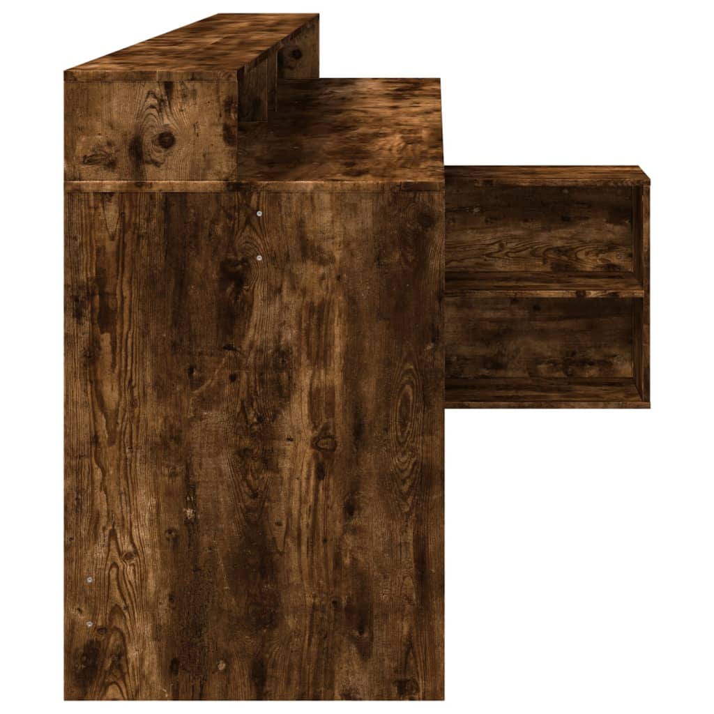 Smoked Oak Desk with LED Lights 200x104x91 cm Engineered Wood