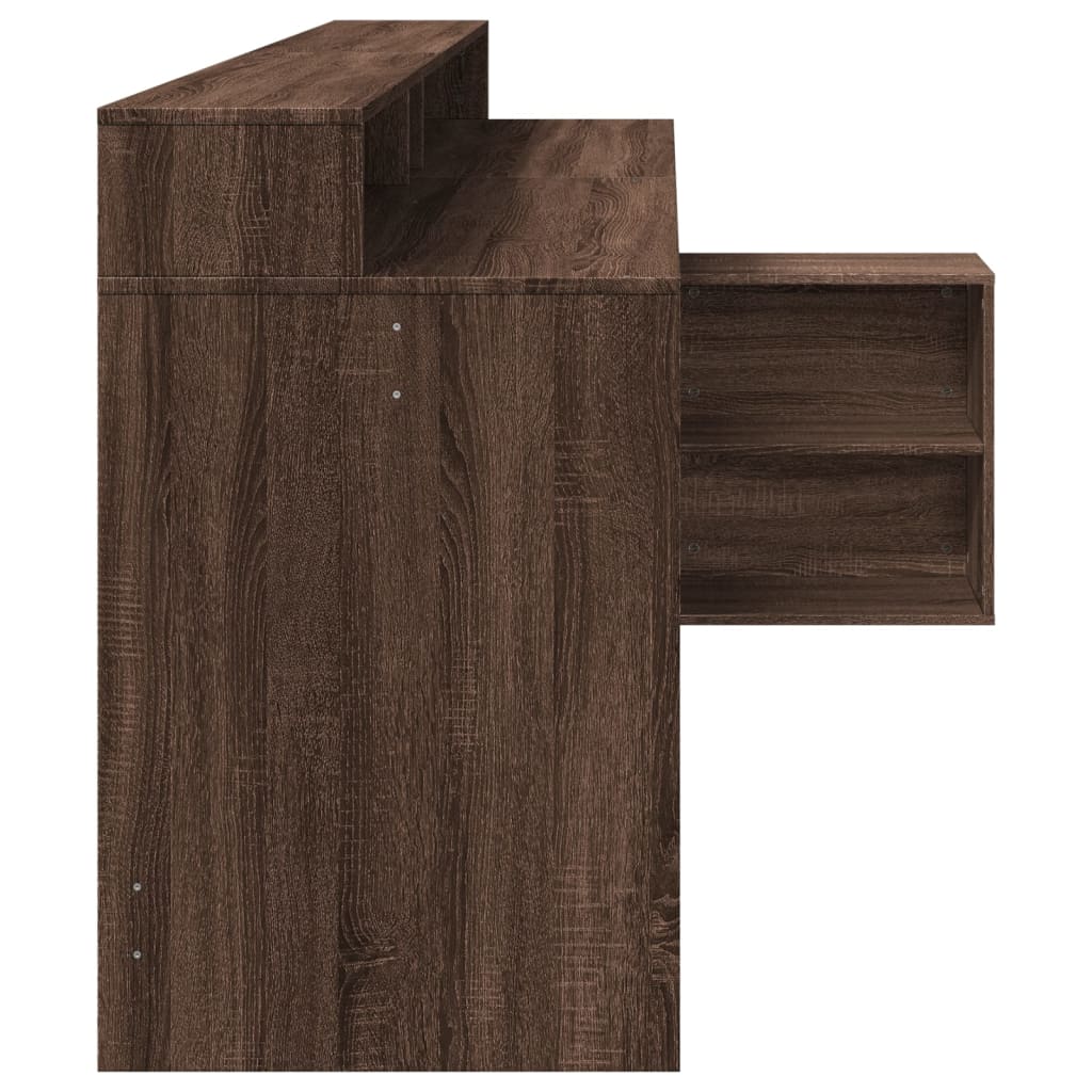 Brown Oak Desk w/ LED Lights, Engineered Wood, 200x104x91 cm