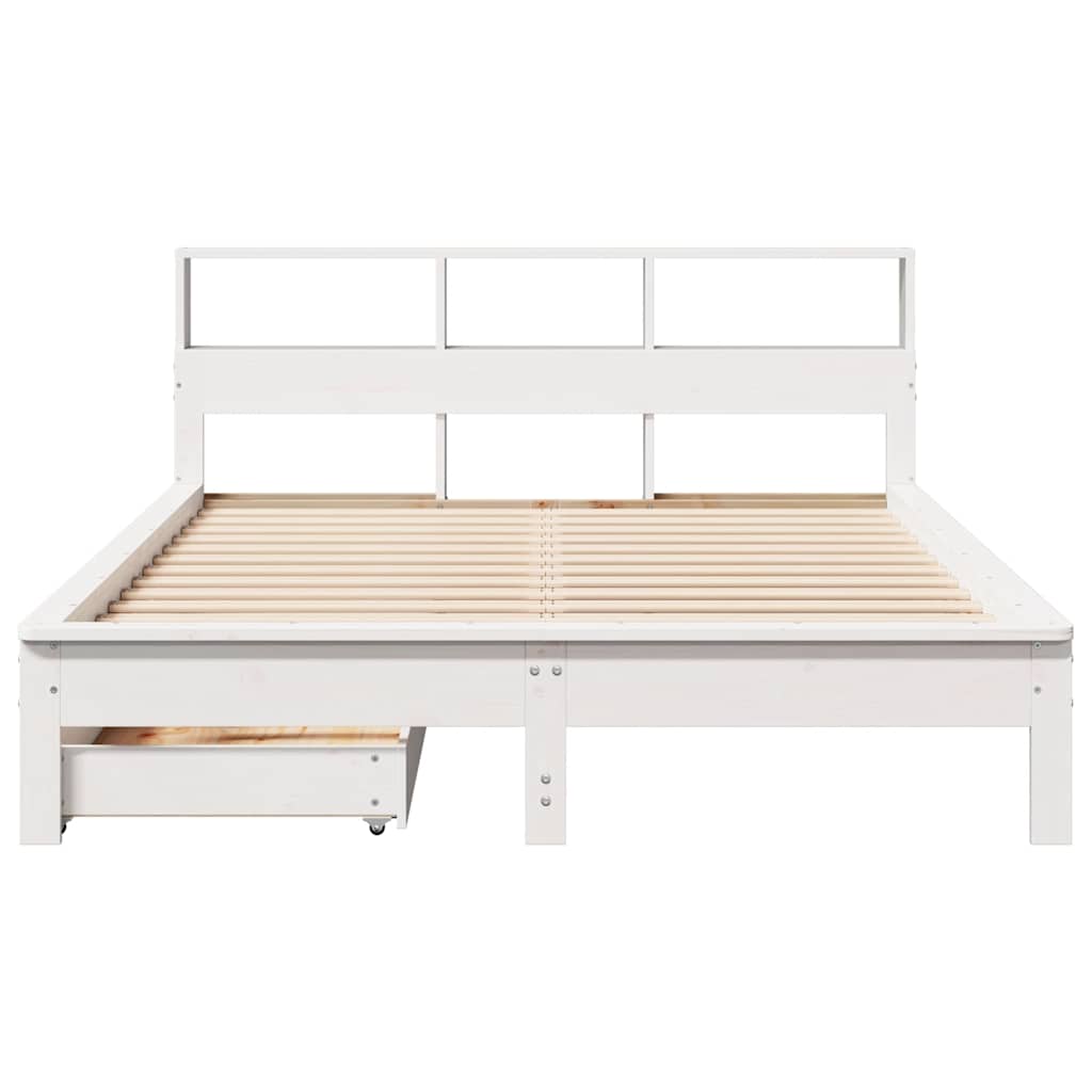 Bookcase Bed without Mattress White 120x200 cm Solid Wood Pine