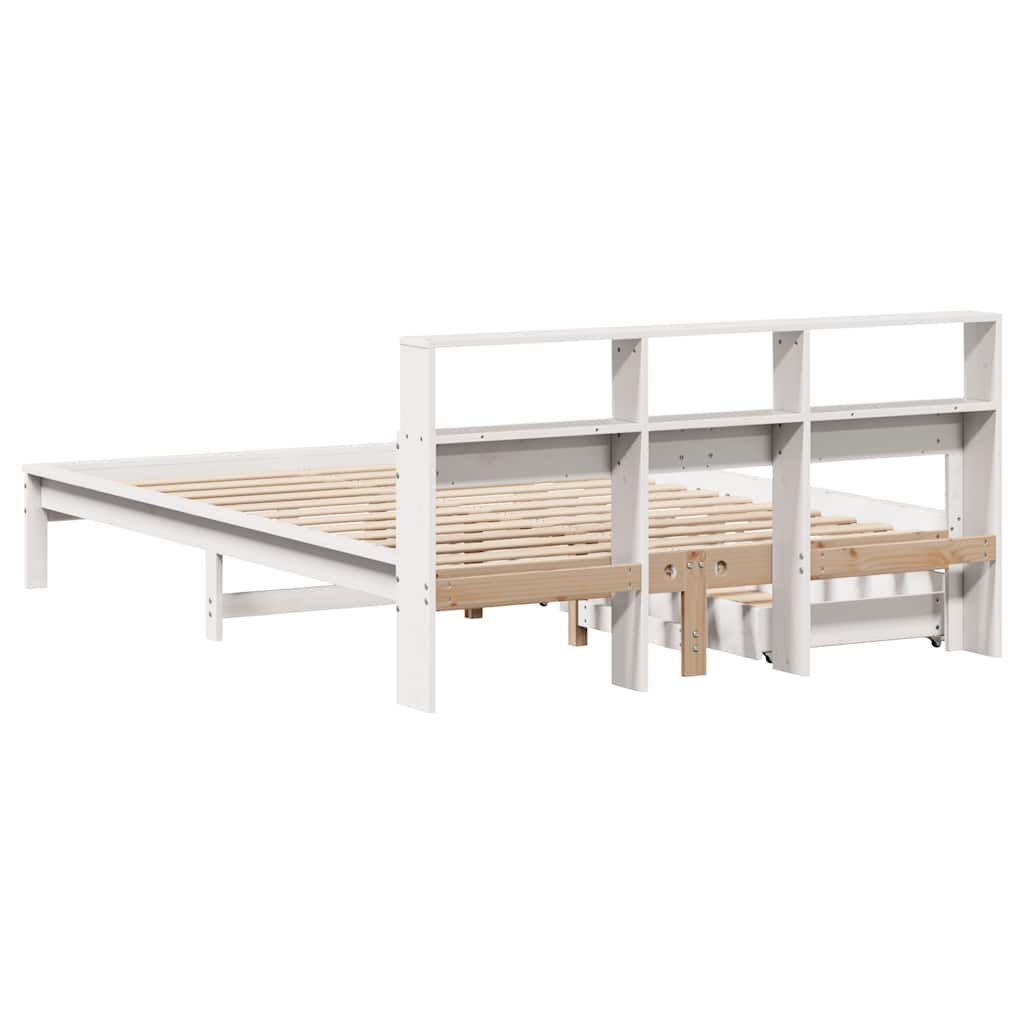 Bookcase Bed without Mattress White 120x200 cm Solid Wood Pine