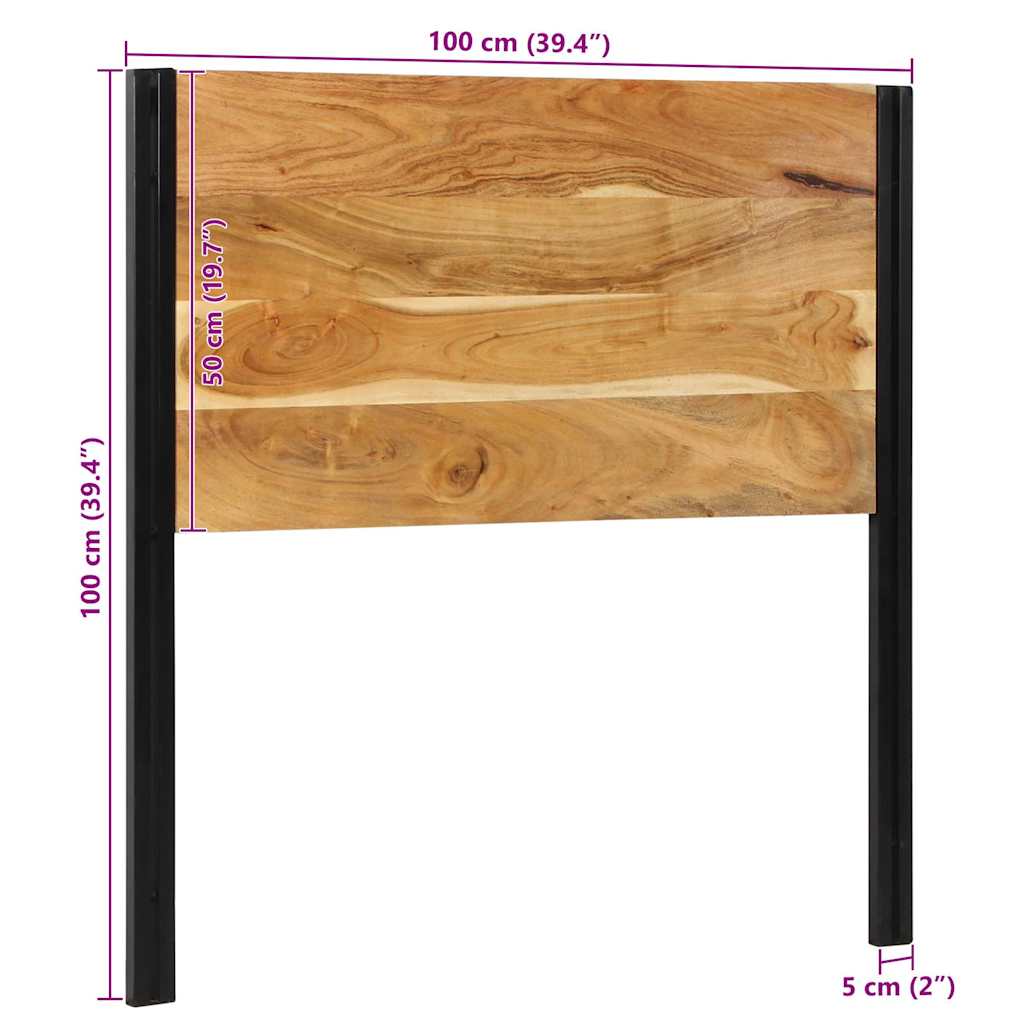 Solid Acacia & Iron Headboard - 100 cm Rustic Charm