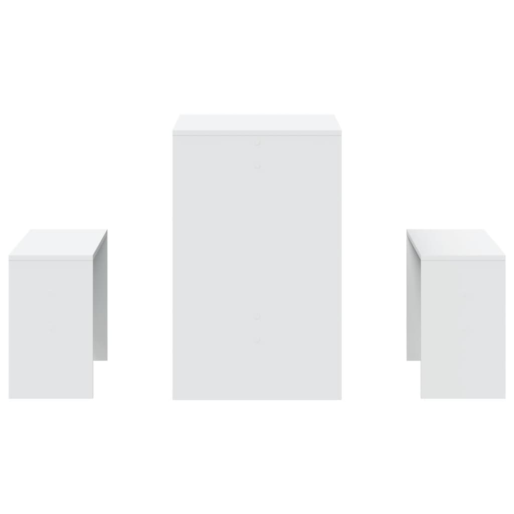 White 3-Piece Dining Set with Bench | Engineered Wood Furniture