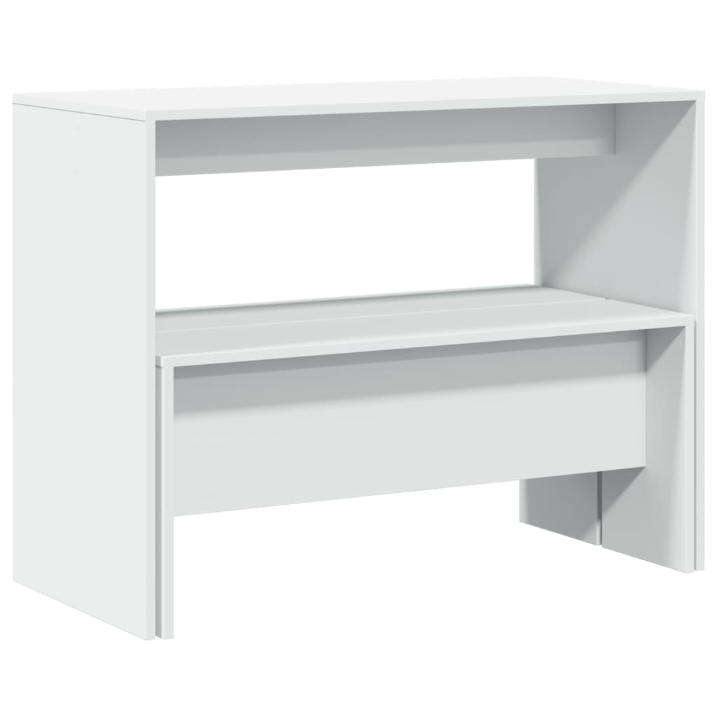 White 3-Piece Dining Set with Bench | Engineered Wood Furniture