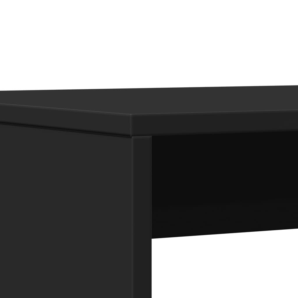 Black Engineered Wood 3-Piece Dining Table & Bench Set