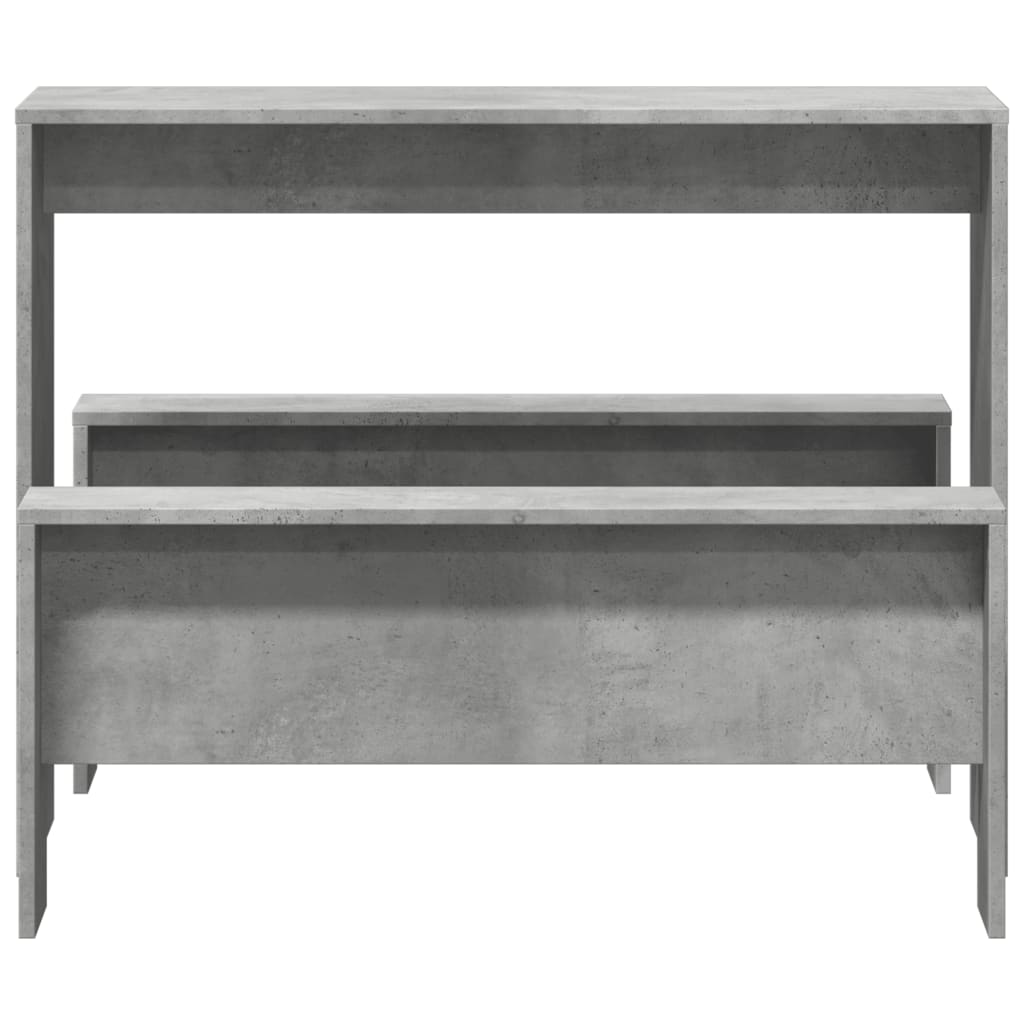 Modern Concrete Grey 3-Piece Dining Table & Bench Set