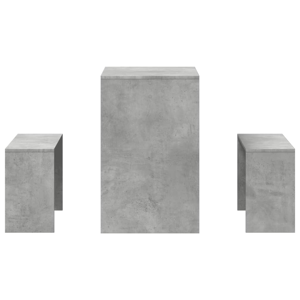 Modern Concrete Grey 3-Piece Dining Table & Bench Set