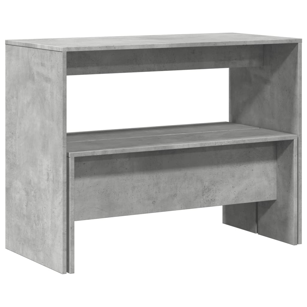 Modern Concrete Grey 3-Piece Dining Table & Bench Set