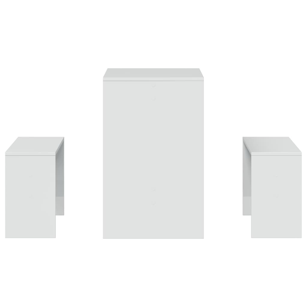 High Gloss White 3 Piece Dining Table & Bench Set - Engineered Wood