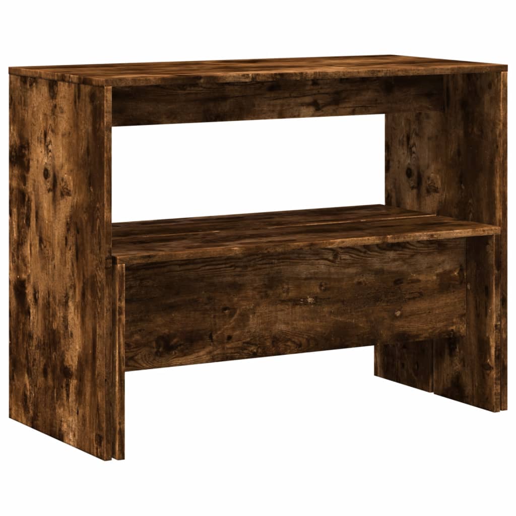 Smoked Oak 3-Piece Dining Set: Table & Benches, Engineered Wood