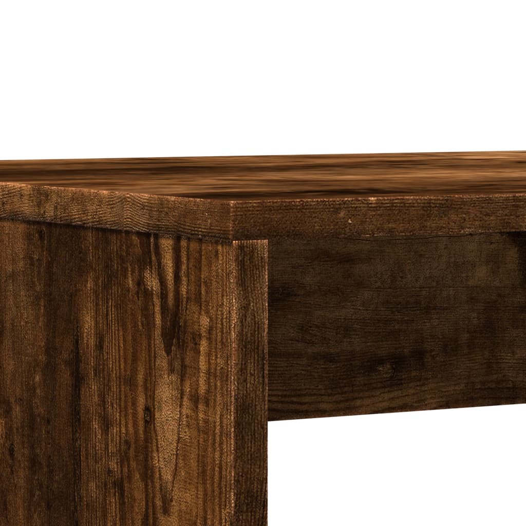 Smoked Oak 3-Piece Dining Set: Table & Benches, Engineered Wood