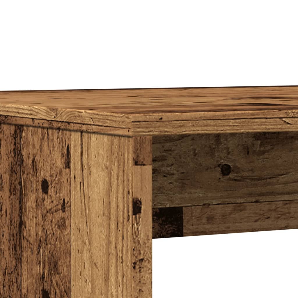 Rustic 3-Piece Dining Set: Old Wood Table & Benches