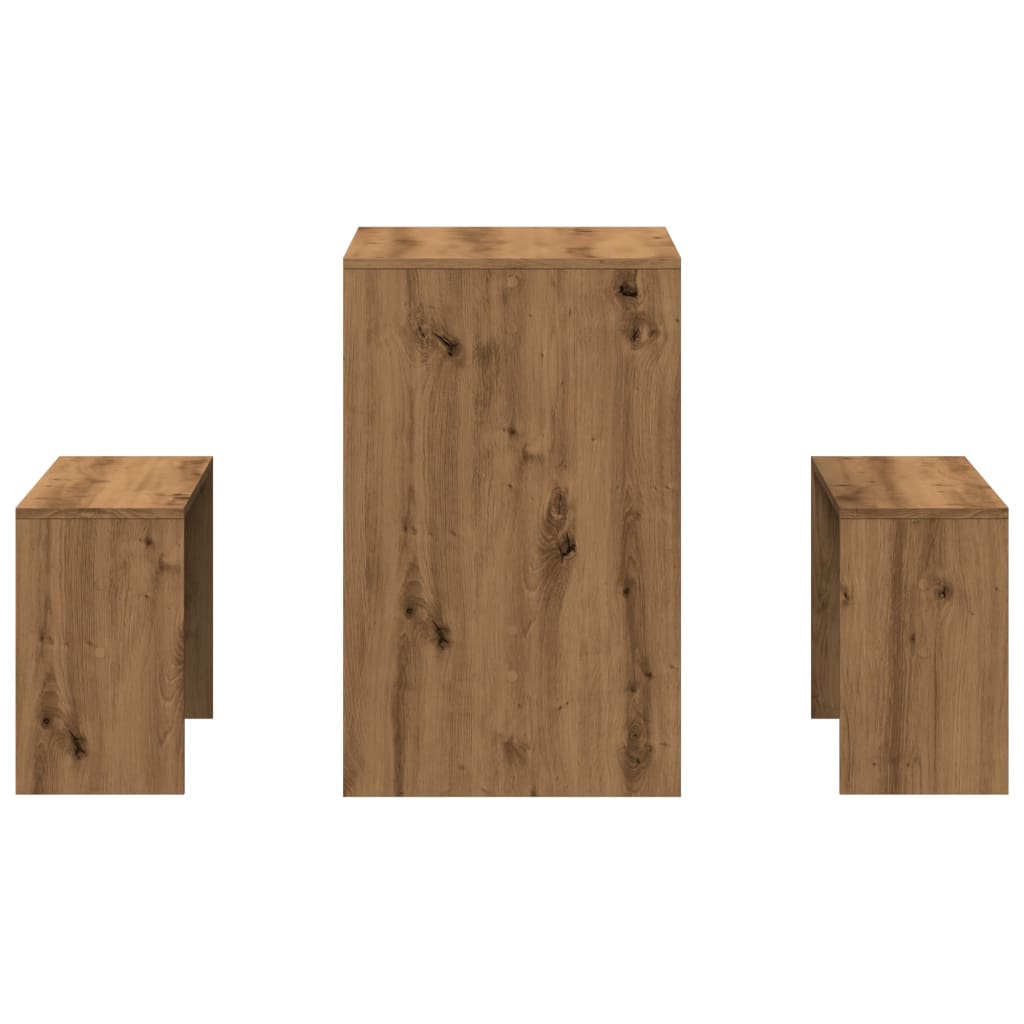 Artisian Oak 3-Piece Dining Set - Table & Bench (Engineered Wood)