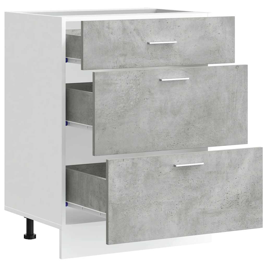Kitchen Base Cabinet Lyon Concrete Grey Engineered Wood