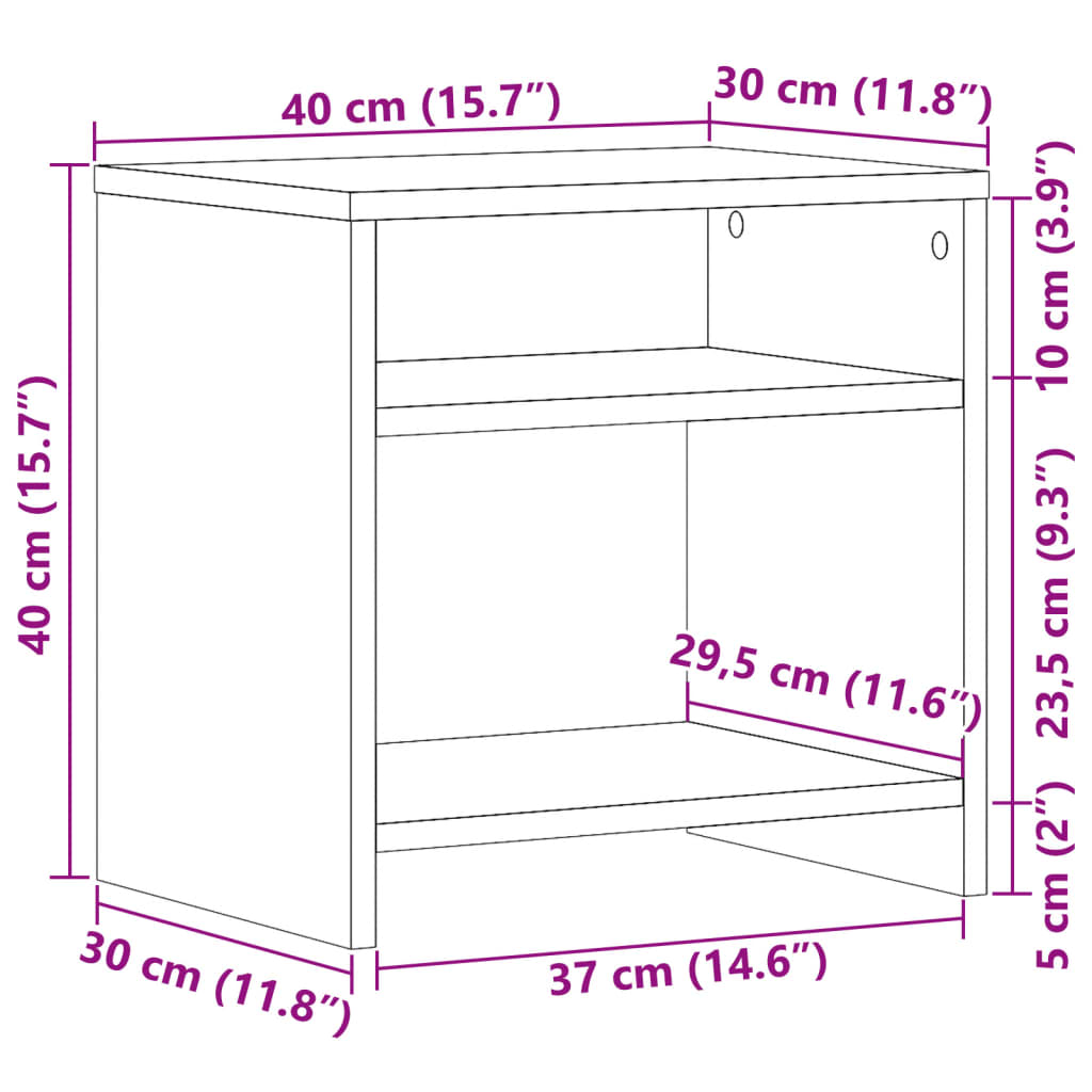 Bedside Cabinet Aritisian Oak 40x30x40 cm Engineered Wood