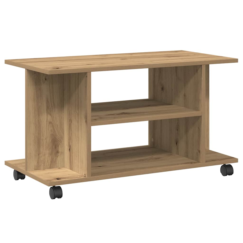 TV Cabinet with Castors Artisan Oak 80x40x45 cm Engineered Wood