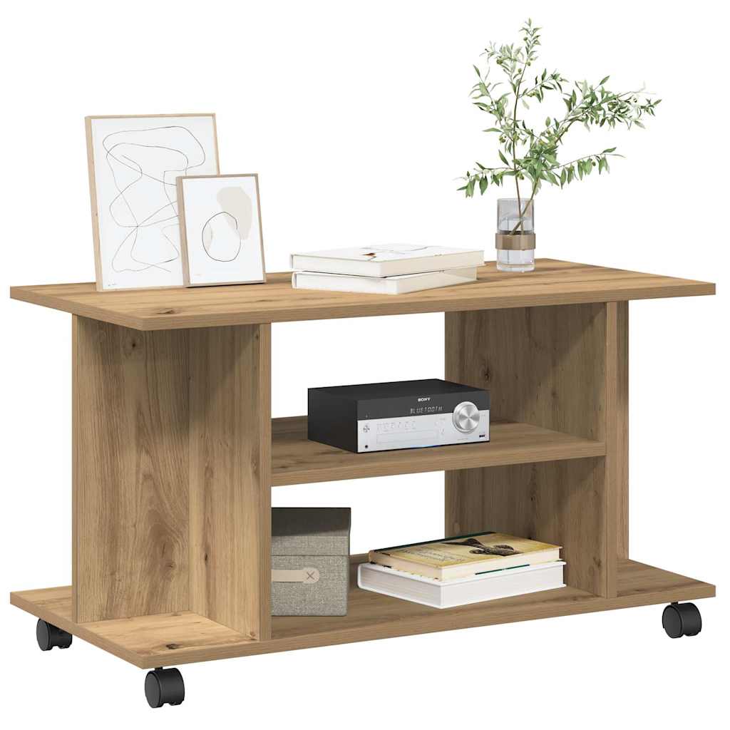 TV Cabinet with Castors Artisan Oak 80x40x45 cm Engineered Wood