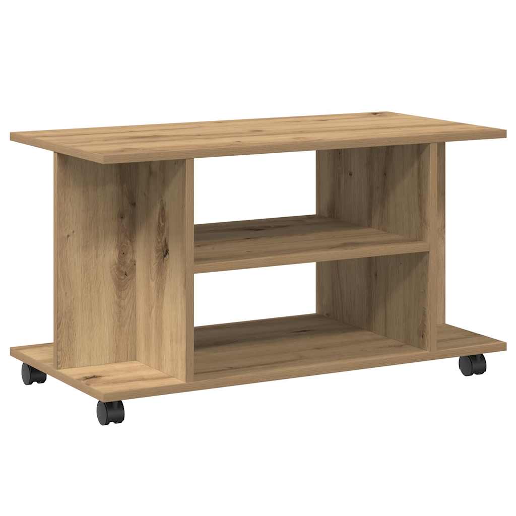 TV Cabinet with Castors Artisan Oak 80x40x45 cm Engineered Wood