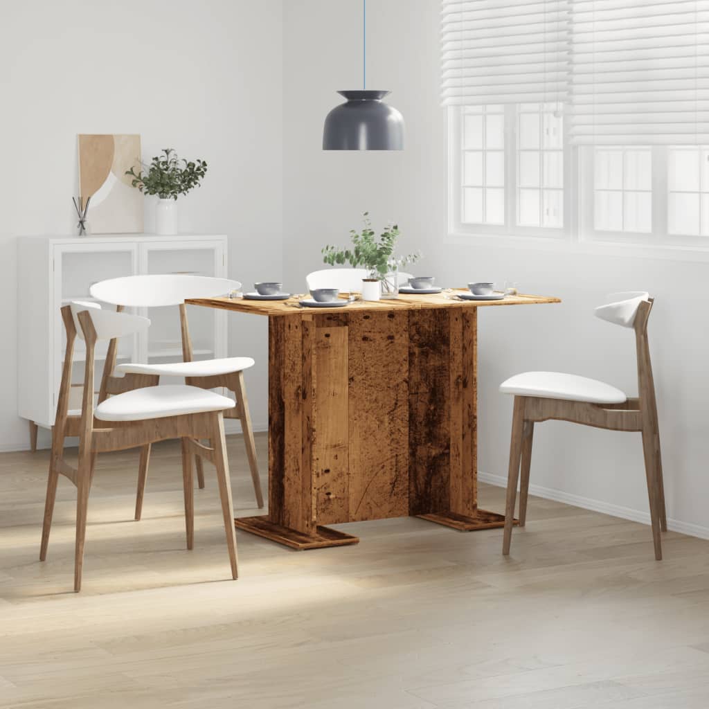 Rustic 110cm Dining Table - Vintage Engineered Wood Finish