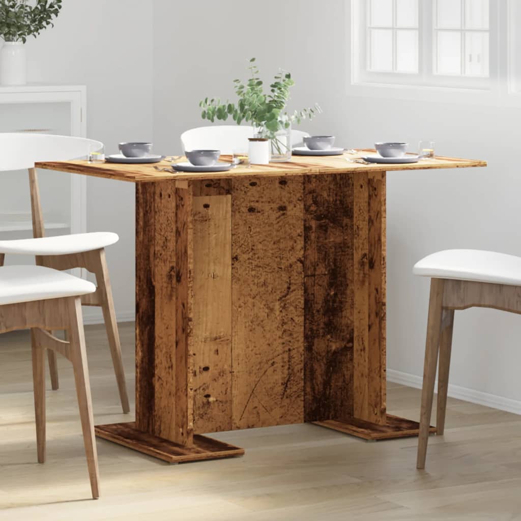 Rustic 110cm Dining Table - Vintage Engineered Wood Finish
