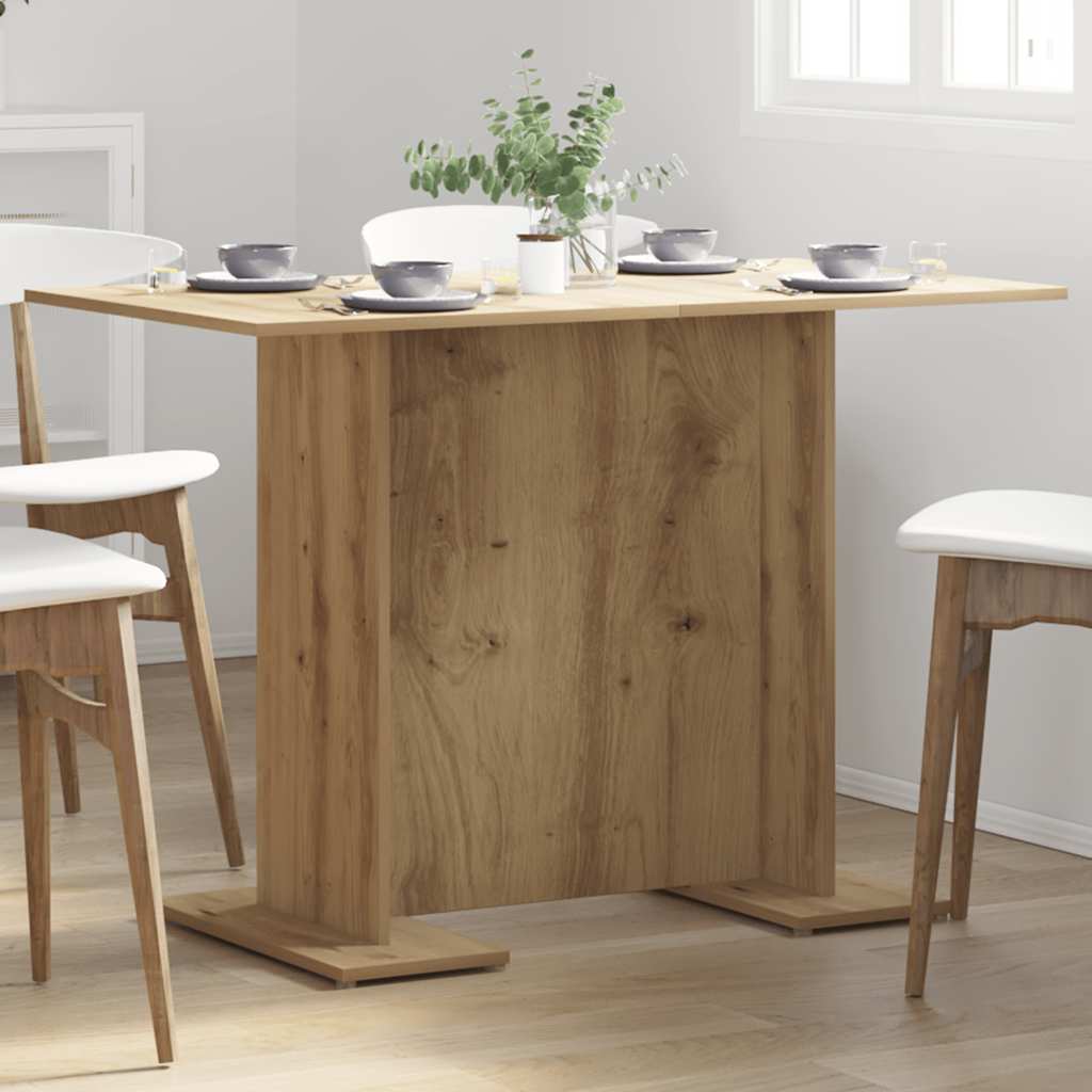 Artisan Oak Dining Table - 110x60x75 cm, Engineered Wood
