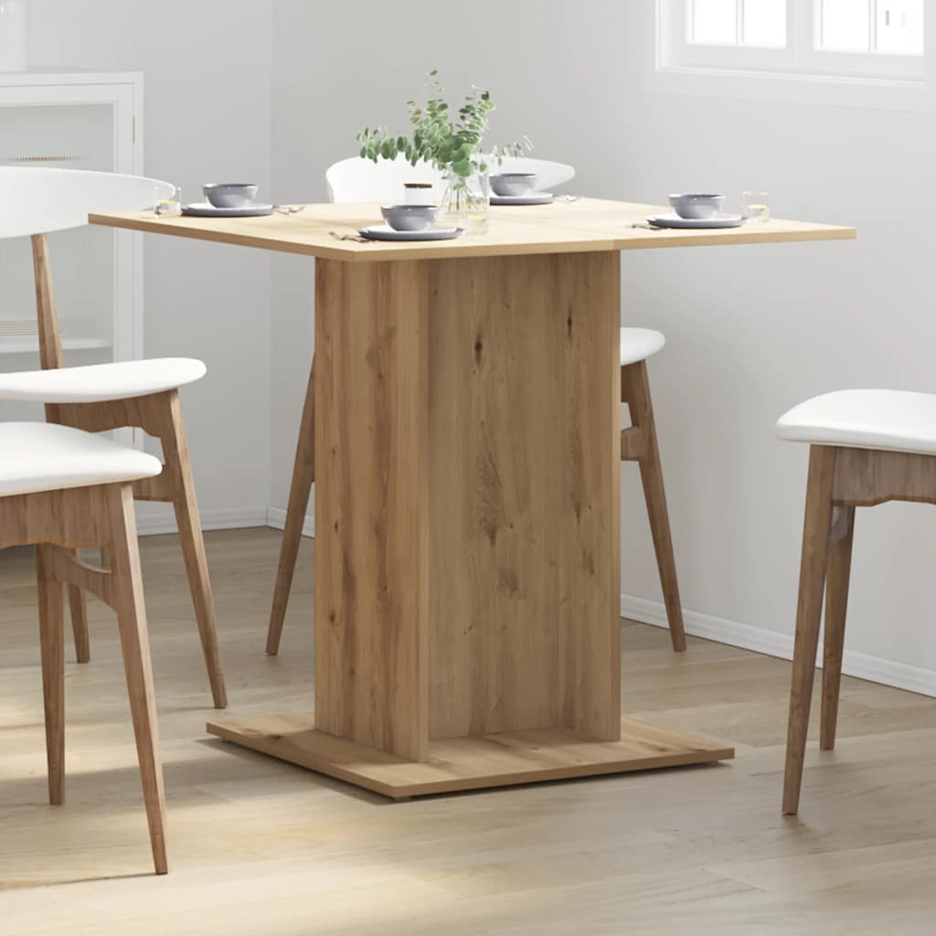 Compact Artisan Oak Dining Table 80x80x75 cm - Engineered Wood