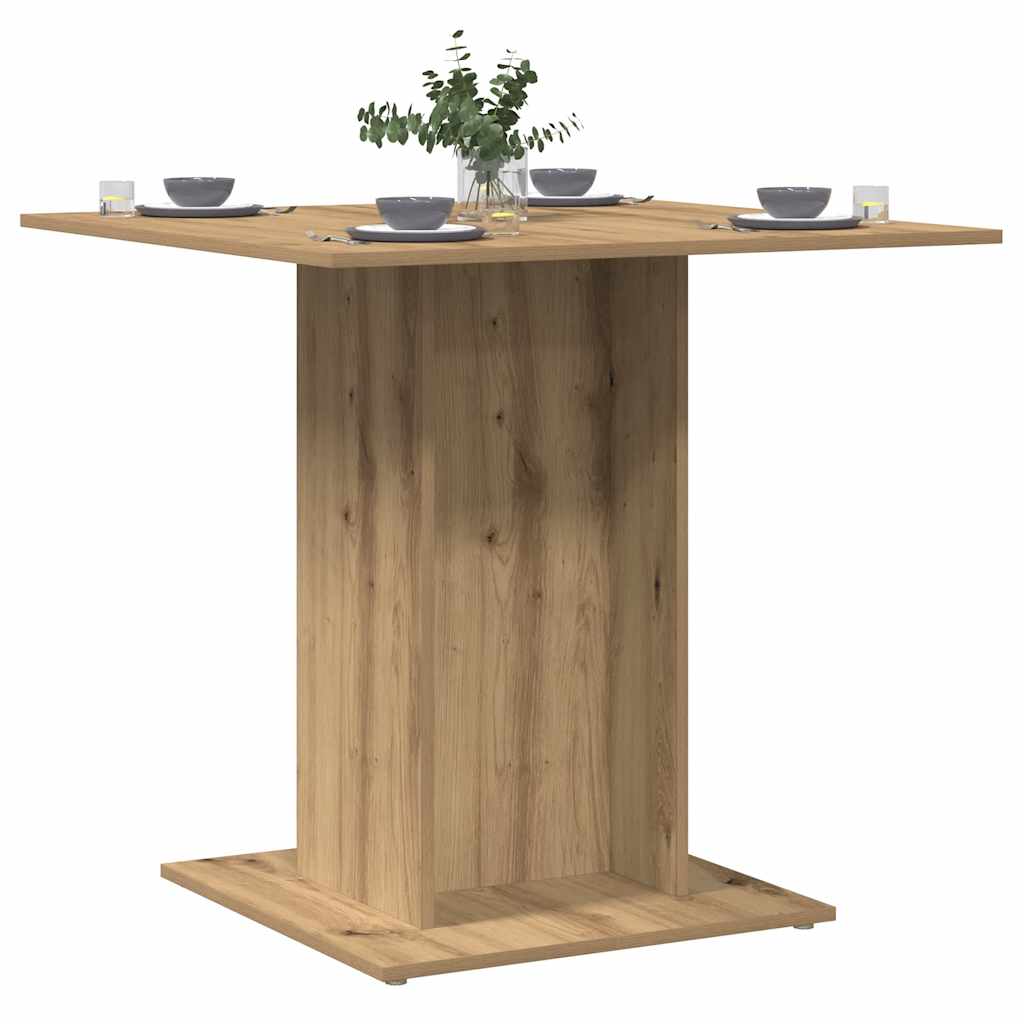 Compact Artisan Oak Dining Table 80x80x75 cm - Engineered Wood