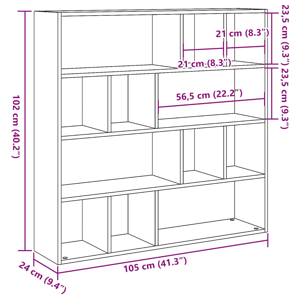 Artisan Oak Book Cabinet/Room Divider, 105x24x102 cm