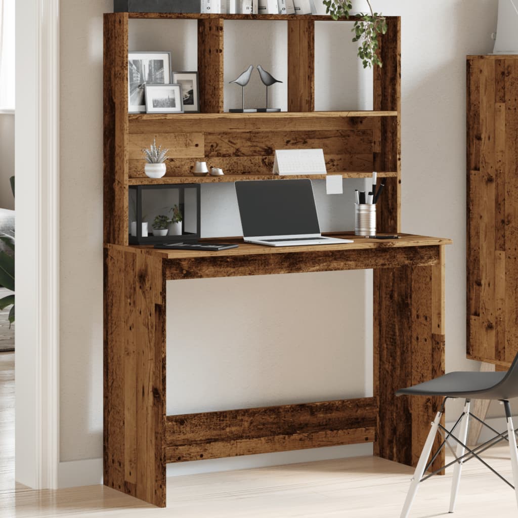 Vintage Wood Desk with Shelves - 102x45x148 cm Engineered Wood