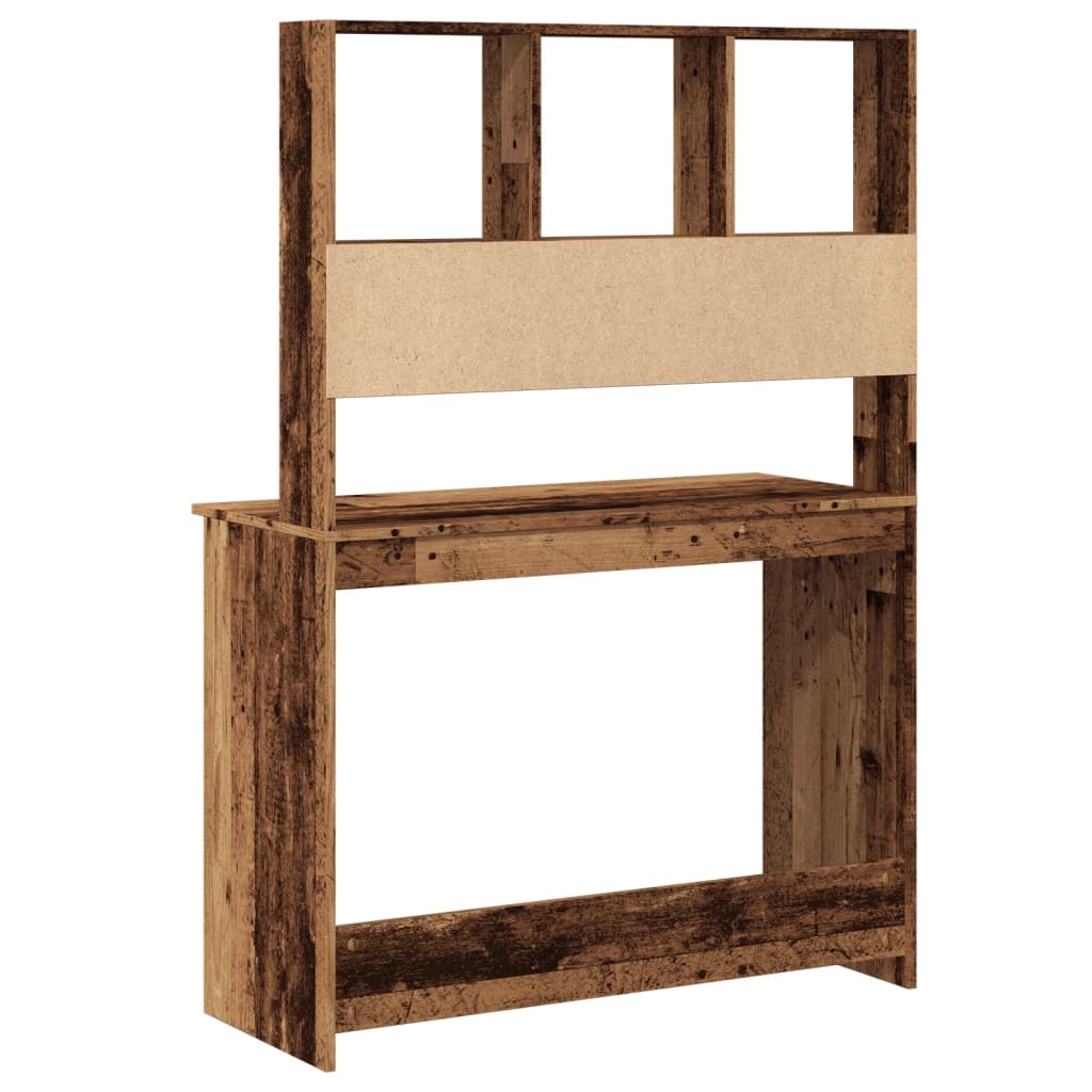 Vintage Wood Desk with Shelves - 102x45x148 cm Engineered Wood