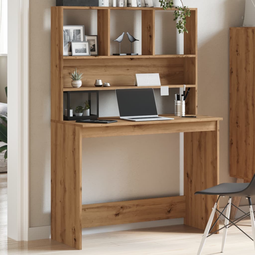 Artisan Oak Desk with Shelves, Engineered Wood, 102x45x148 cm