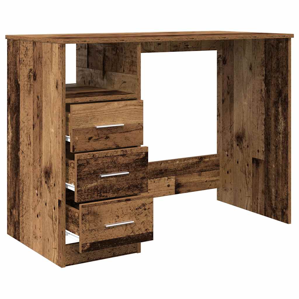 Rustic Engineered Wood Desk, 102x76x50 cm, Vintage Finish