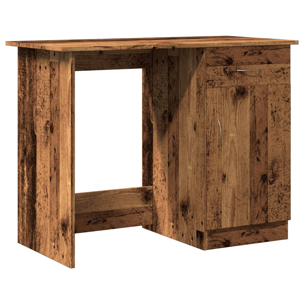 Rustic Engineered Wood Desk - 100x50x76 cm - Vintage Charm