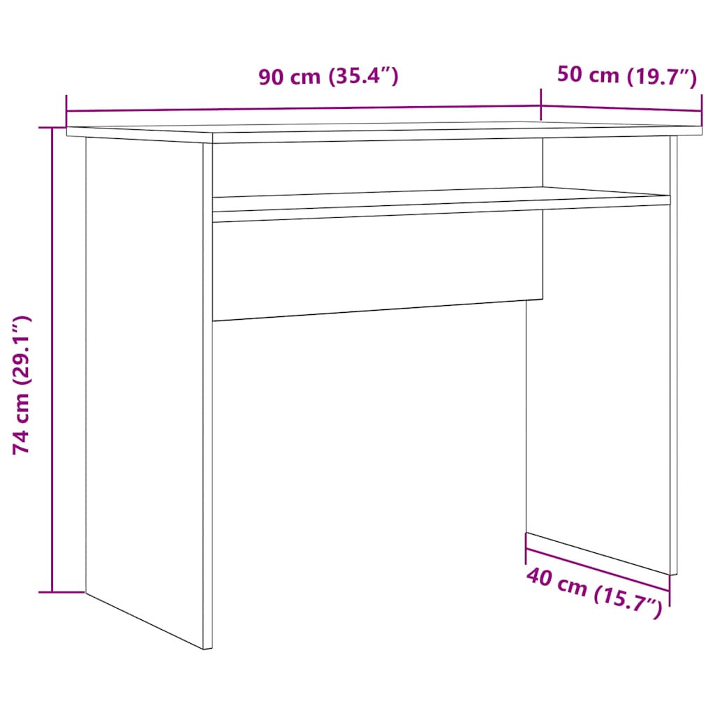 Sleek Oak Desk 90x50x74 cm - Engineered Wood
