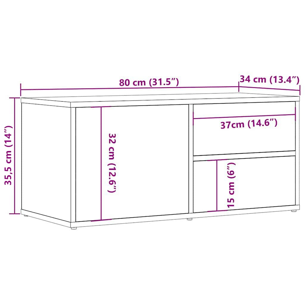 TV Cabinet Old Wood 80x34x35.5 cm Engineered Wood