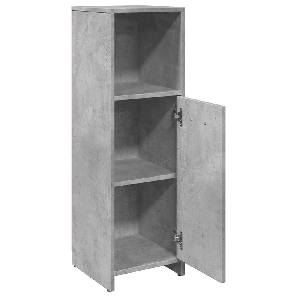Concrete Grey Engineered Wood Bathroom Cabinet, 30x30x95 cm