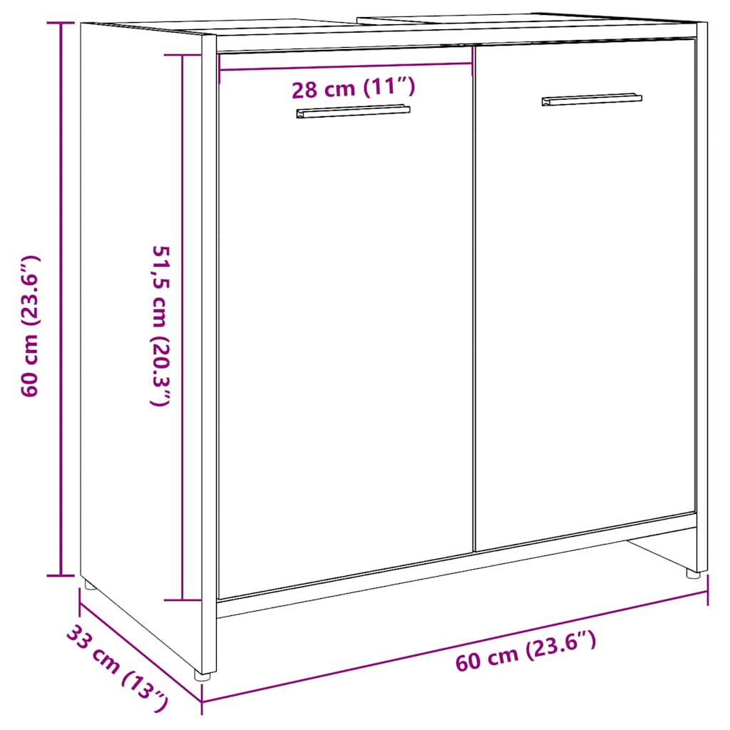 Concrete Grey Bathroom Sink Cabinet 60x33x60 cm - Engineered Wood