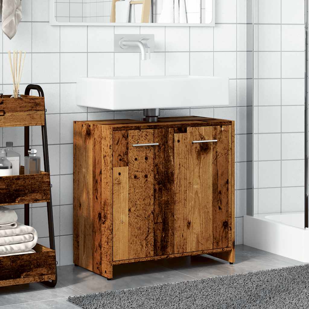 Rustic Engineered Wood Bathroom Sink Cabinet, 60x33x60 cm