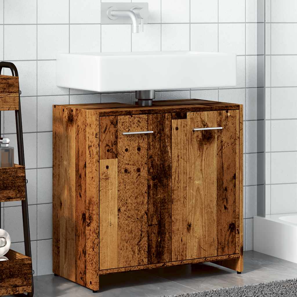 Rustic Engineered Wood Bathroom Sink Cabinet, 60x33x60 cm