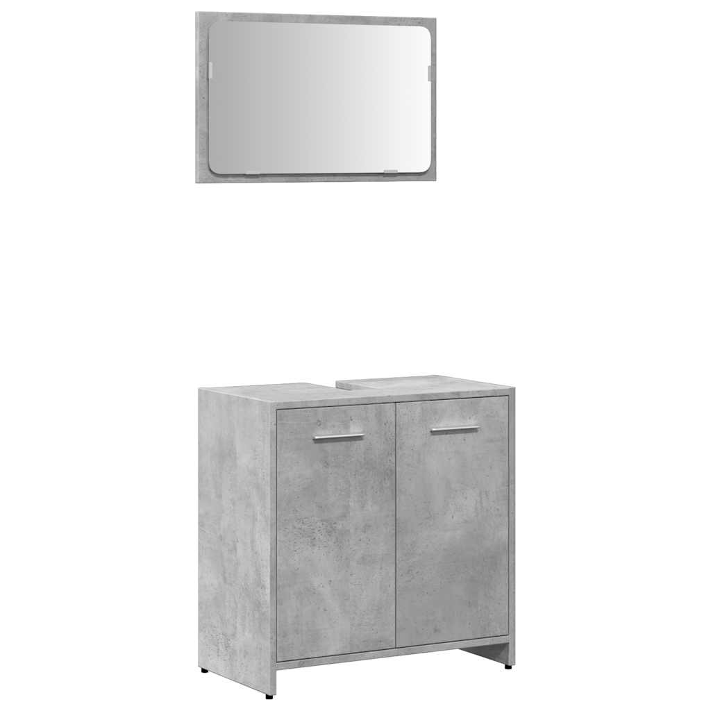 Concrete Grey Engineered Wood Bathroom Cabinet with Mirror