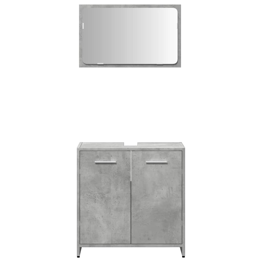 Concrete Grey Engineered Wood Bathroom Cabinet with Mirror