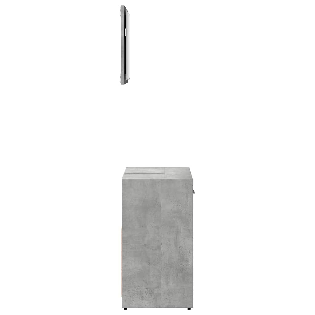 Concrete Grey Engineered Wood Bathroom Cabinet with Mirror