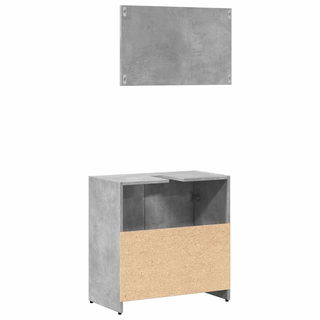 Concrete Grey Engineered Wood Bathroom Cabinet with Mirror