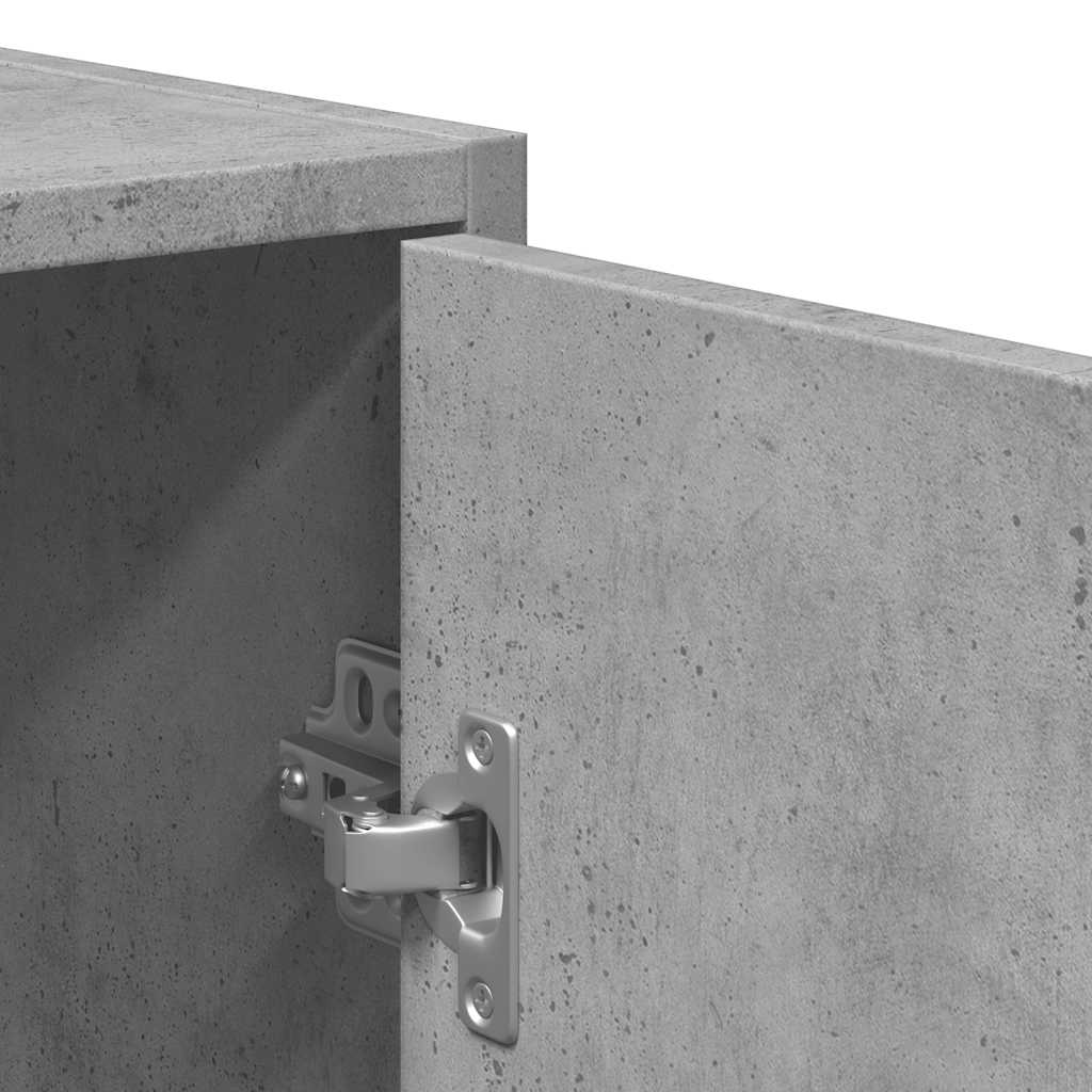 Concrete Grey Engineered Wood Bathroom Cabinet with Mirror