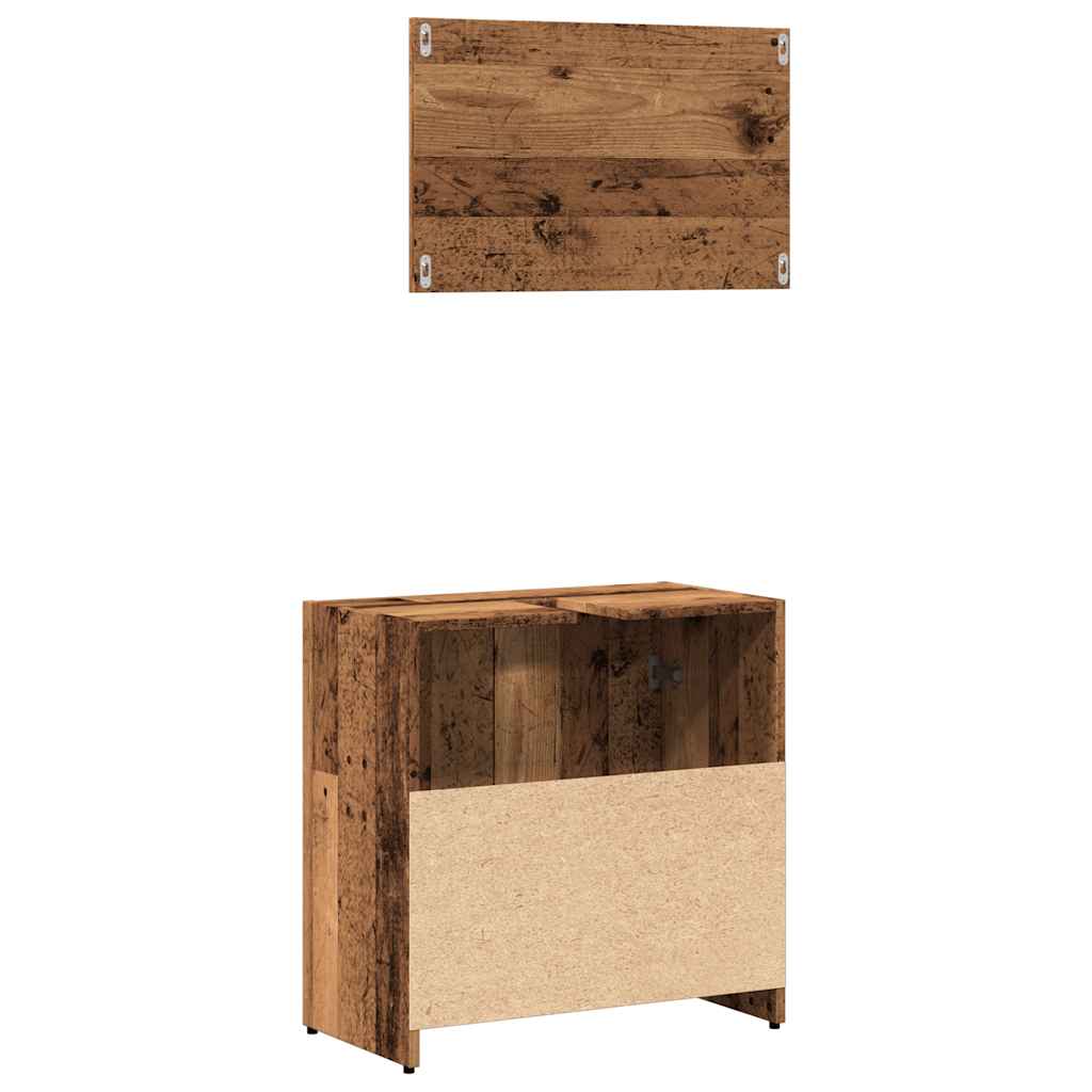 Rustic Bathroom Cabinet with Mirror - Old & Engineered Wood Design