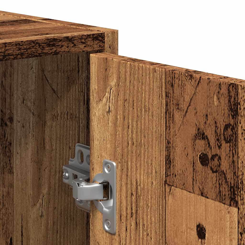 Rustic Bathroom Cabinet with Mirror - Old & Engineered Wood Design