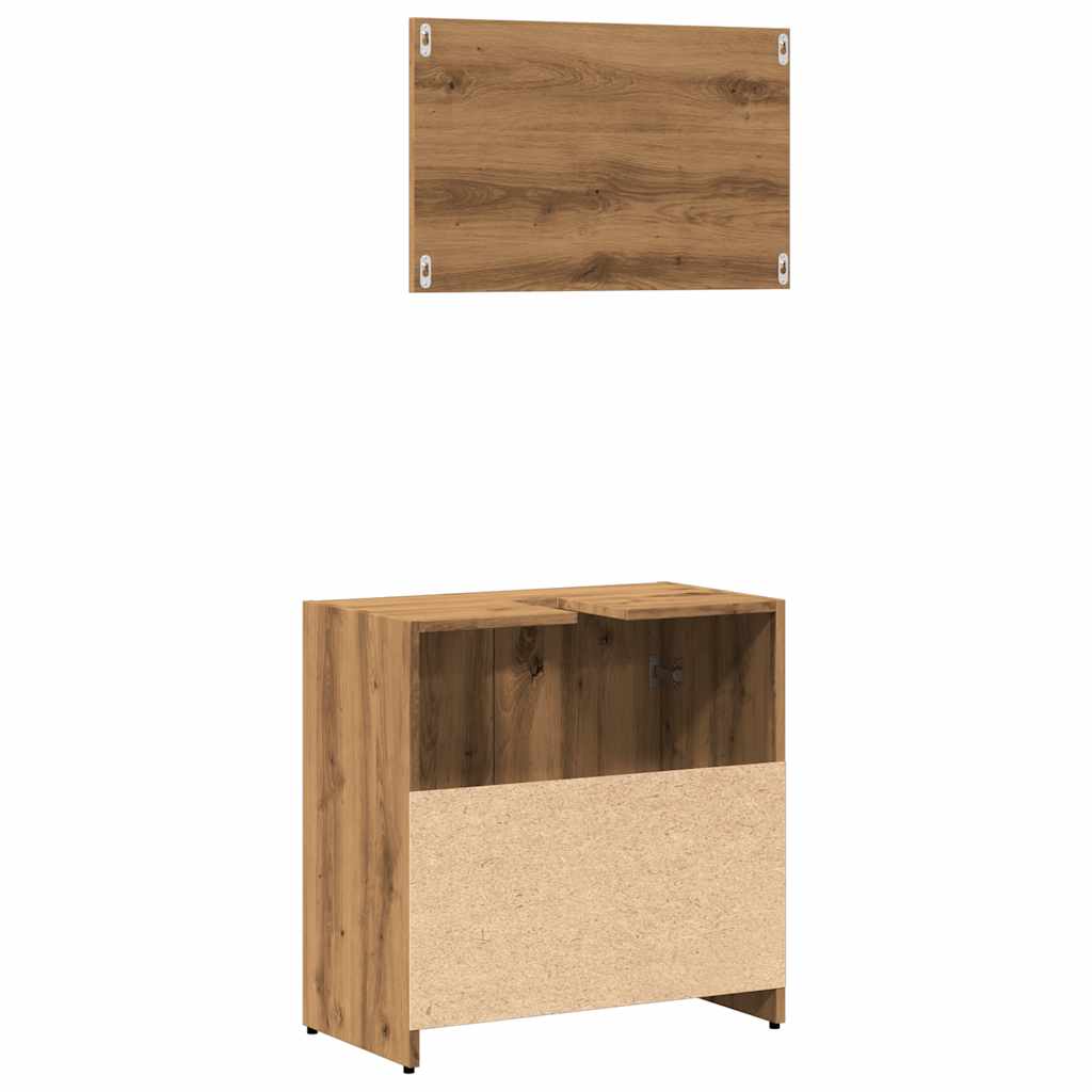 Artisan Oak Bathroom Cabinet with Mirror - Engineered Wood