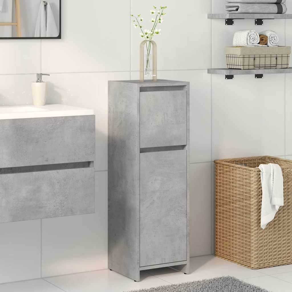 Concrete Grey Bathroom Cabinet, 30x30x95cm, Engineered Wood