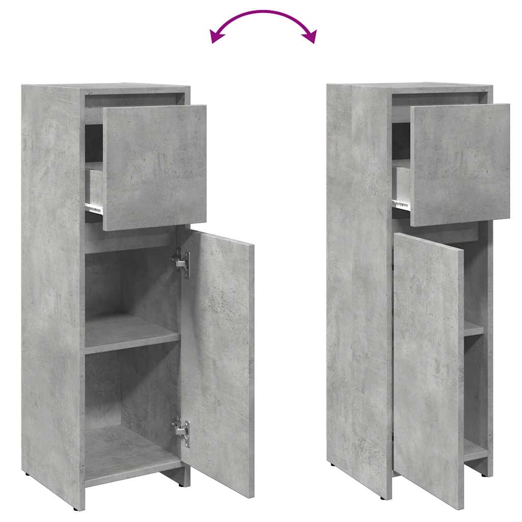 Concrete Grey Bathroom Cabinet, 30x30x95cm, Engineered Wood