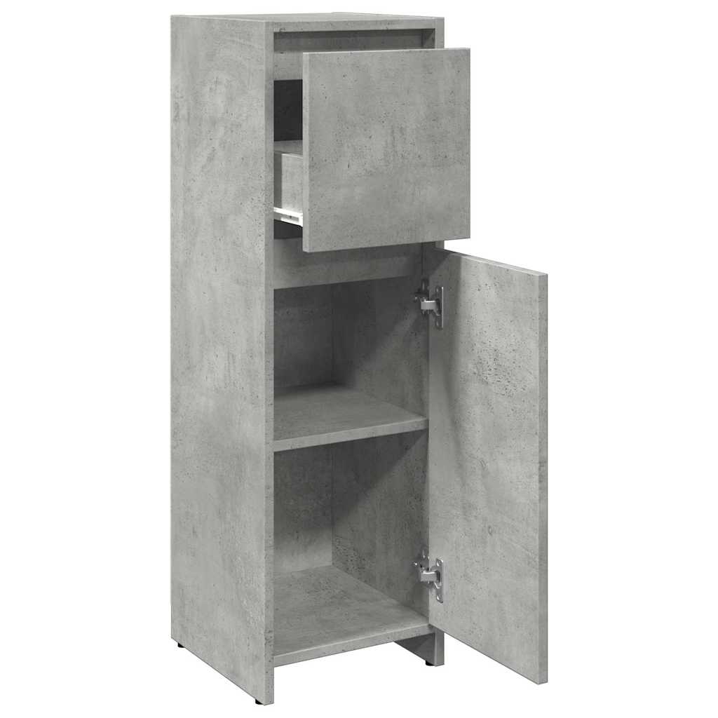 Concrete Grey Bathroom Cabinet, 30x30x95cm, Engineered Wood