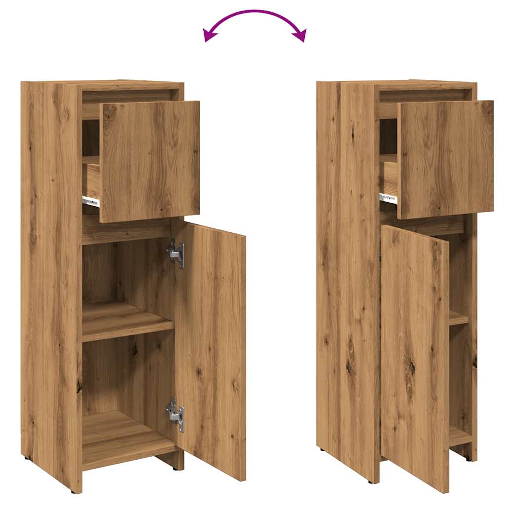 Artisan Oak Bathroom Cabinet, Engineered Wood, 30x30x95 cm